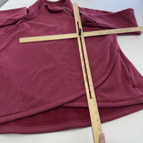 Athleta Pullover Fleece Womens 1X Plus Red Pink Cozy Karma Asym Quarter Zip - Picture 7 of 8
